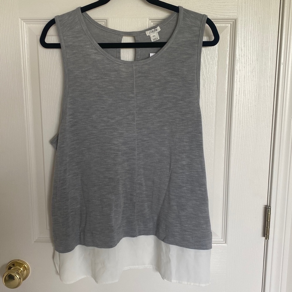 NWT Womens XXL J Crew blouse with white silk underlay. Light gray top